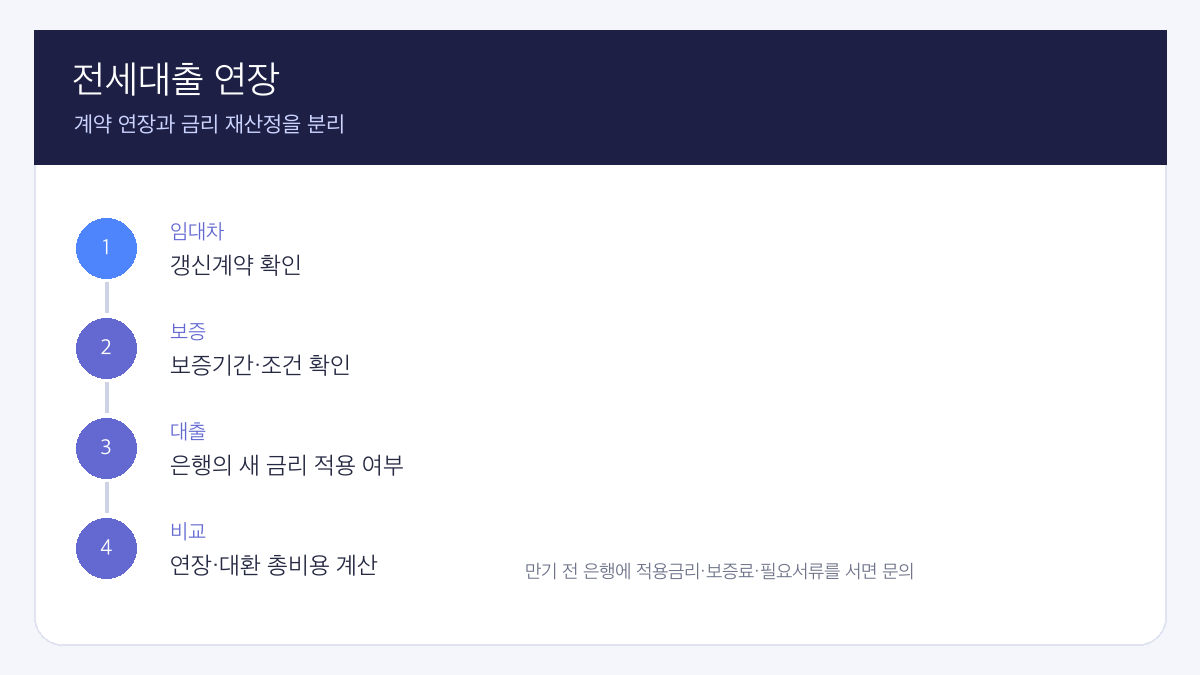 전세자금대출 만기 연장 금리 재산정 핵심 조건과 판단 순서 인포그래픽