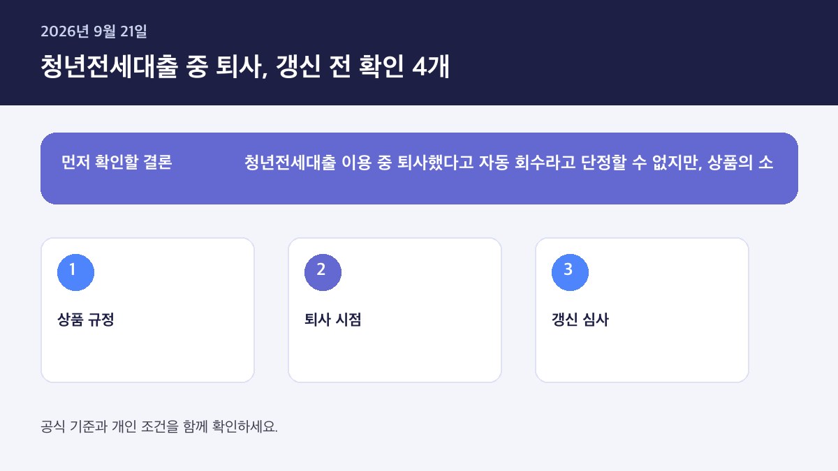 청년전세자금대출 직장 그만두면 대출 회수되나 — 핵심 판단 기준을 정리한 인포그래픽